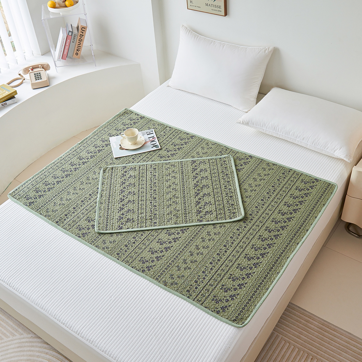 91家纺网 家纺一手货源 找家纺 拾小柒 2025年新款全棉双层纱防水隔脏姨妈垫护理垫隔尿垫 爱丽丝花园（透气款）