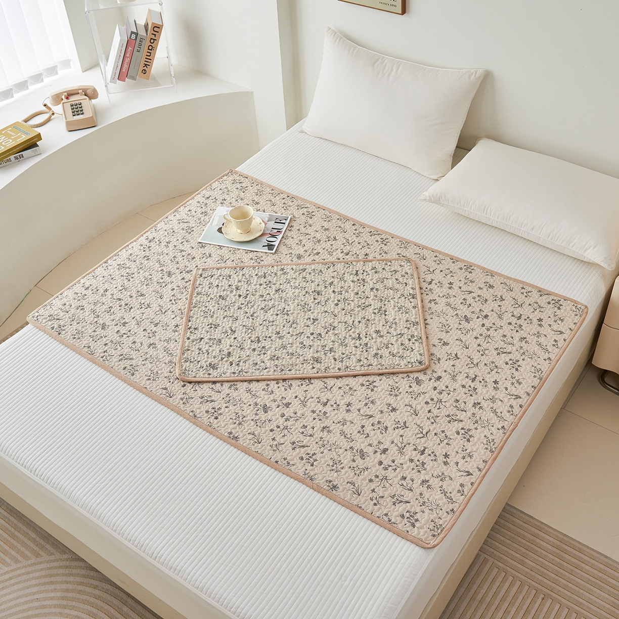 91家纺网 家纺一手货源 找家纺 拾小柒 2025年新款全棉双层纱防水隔脏姨妈垫护理垫隔尿垫 山野小咖（透气款）