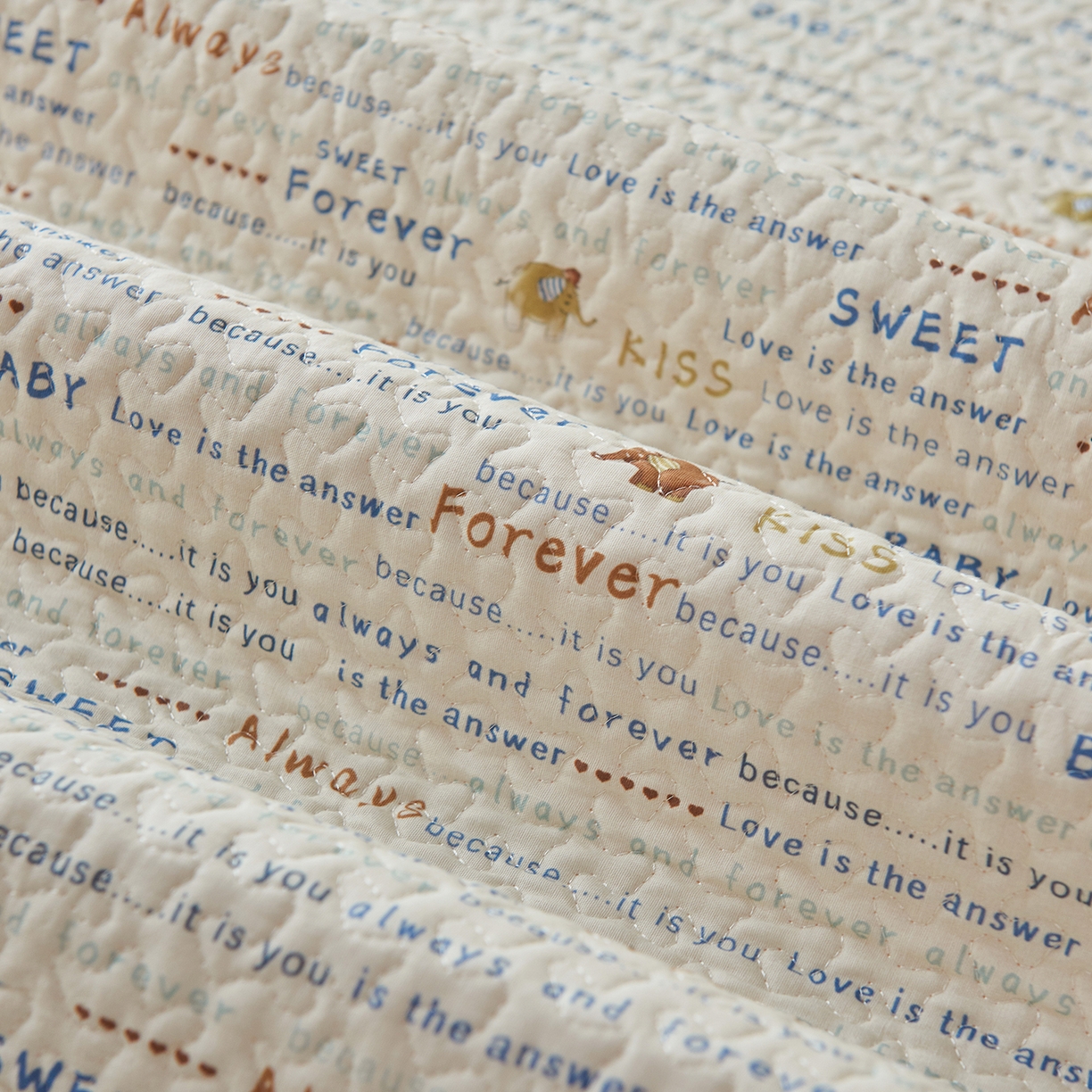 91家纺网 家纺一手货源 找家纺 拾小柒 2025年新款全棉双层纱防水隔脏姨妈垫护理垫隔尿垫 英文象蓝（透气款）