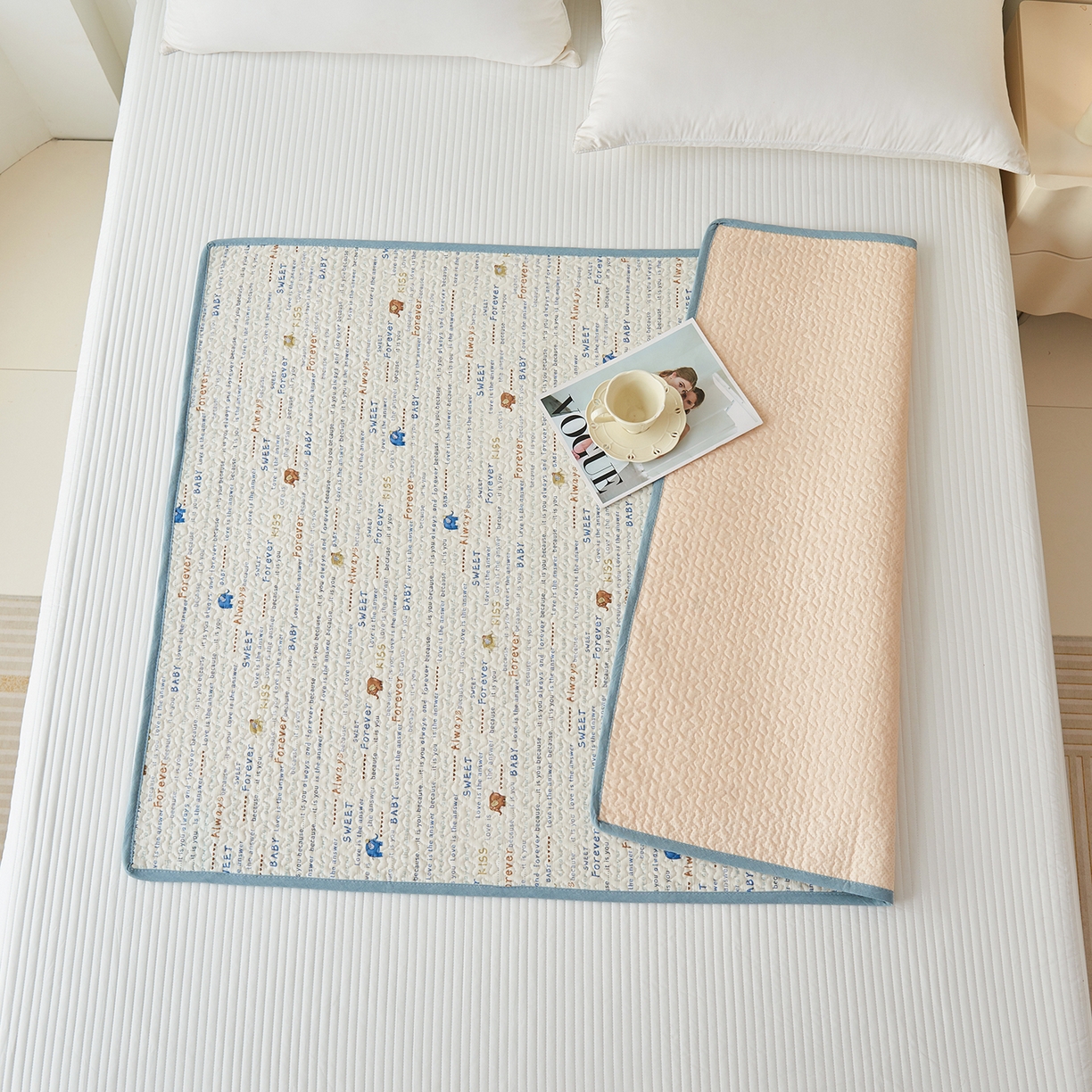 91家纺网 家纺一手货源 找家纺 （总）拾小柒 2025年新款全棉双层纱防水隔脏姨妈垫护理垫隔尿垫