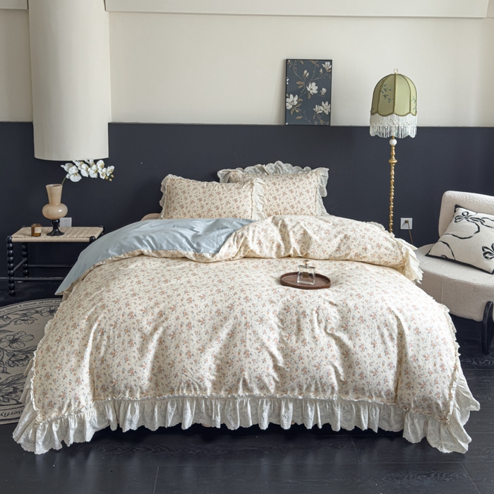 91家纺网 家纺一手货源 找家纺 狂想家 2025新款全棉纯棉法式复古风四件套 奶油星辰