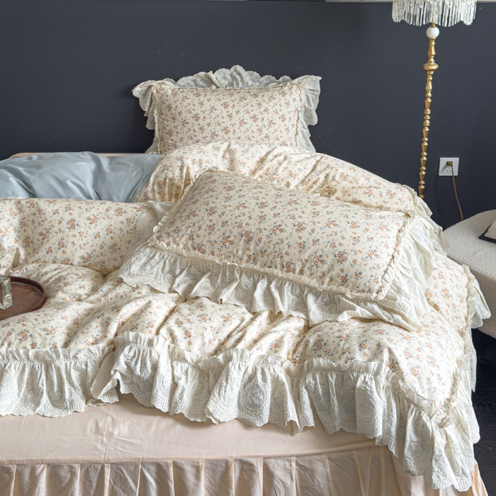 91家纺网 家纺一手货源 找家纺 狂想家 2025新款全棉纯棉法式复古风四件套 奶油星辰