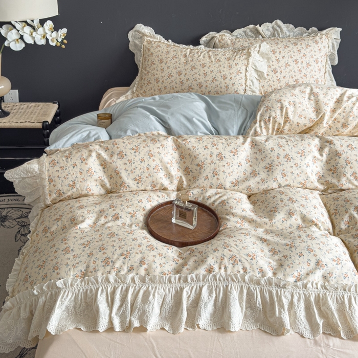 91家纺网 家纺一手货源 找家纺 狂想家 2025新款全棉纯棉法式复古风四件套 奶油星辰