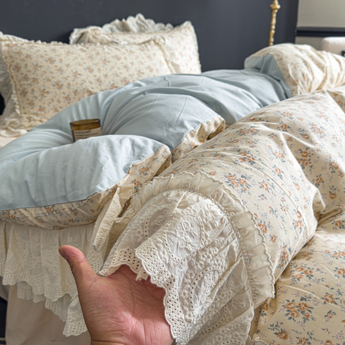 91家纺网 家纺一手货源 找家纺 狂想家 2025新款全棉纯棉法式复古风四件套 奶油星辰