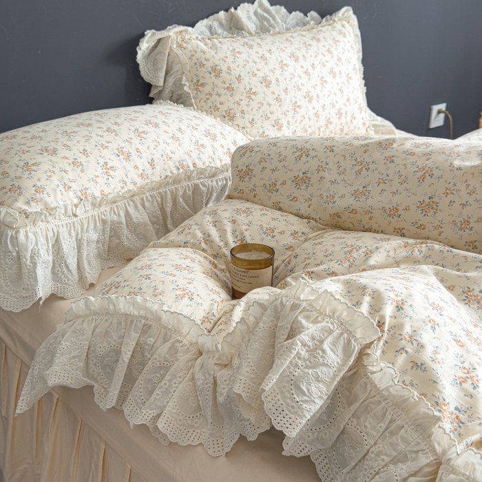 91家纺网 家纺一手货源 找家纺 狂想家 2025新款全棉纯棉法式复古风四件套 奶油星辰