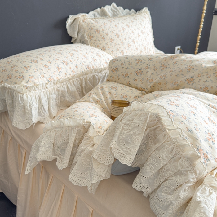91家纺网 家纺一手货源 找家纺 狂想家 2025新款全棉纯棉法式复古风四件套 奶油星辰
