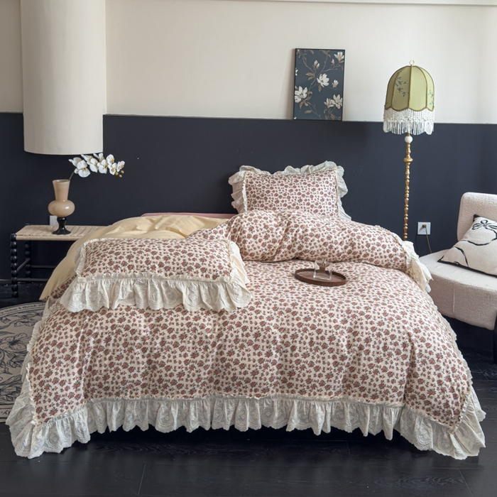 91家纺网 家纺一手货源 找家纺 狂想家 2025新款全棉纯棉法式复古风四件套 秋日风铃