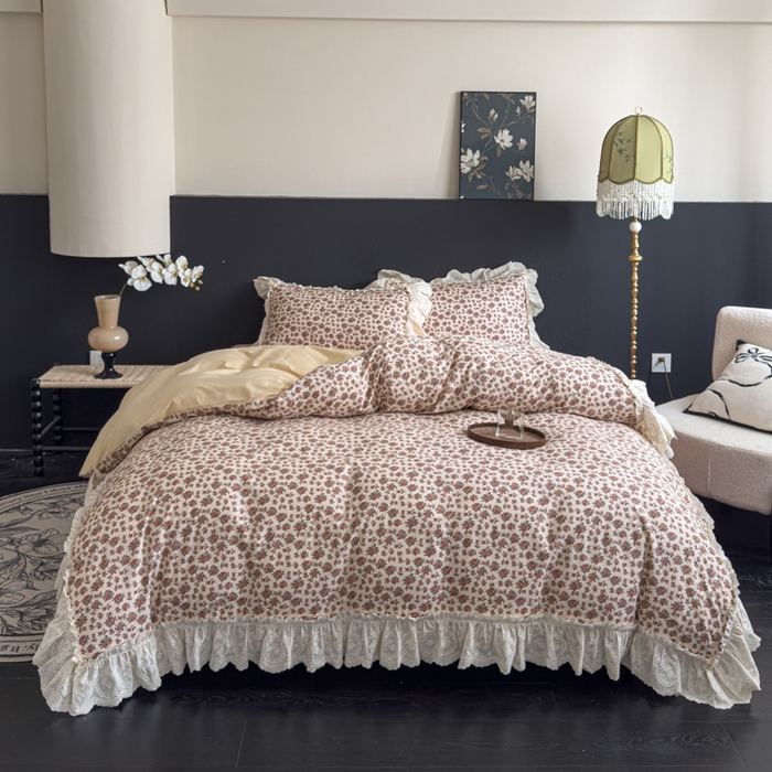 91家纺网 家纺一手货源 找家纺 狂想家 2025新款全棉纯棉法式复古风四件套 秋日风铃