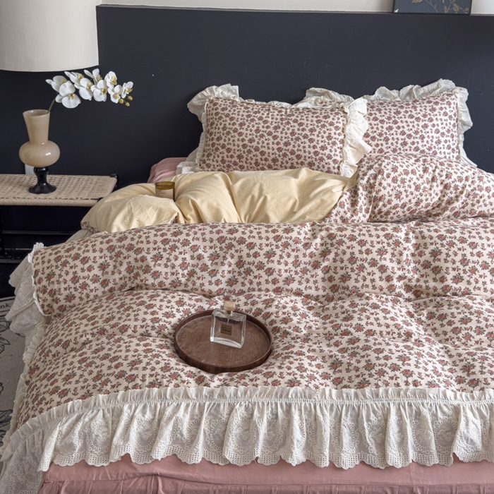 91家纺网 家纺一手货源 找家纺 狂想家 2025新款全棉纯棉法式复古风四件套 秋日风铃