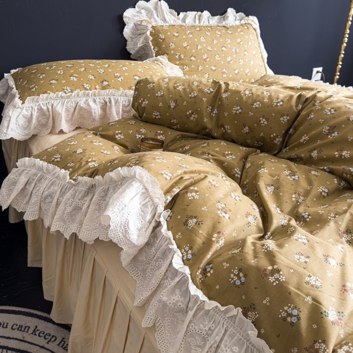 狂想家 2025新款全棉纯棉法式复古风四件套 田园花语