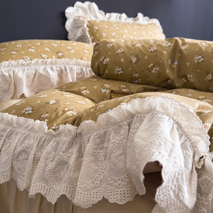 91家纺网 家纺一手货源 找家纺 狂想家 2025新款全棉纯棉法式复古风四件套 田园花语