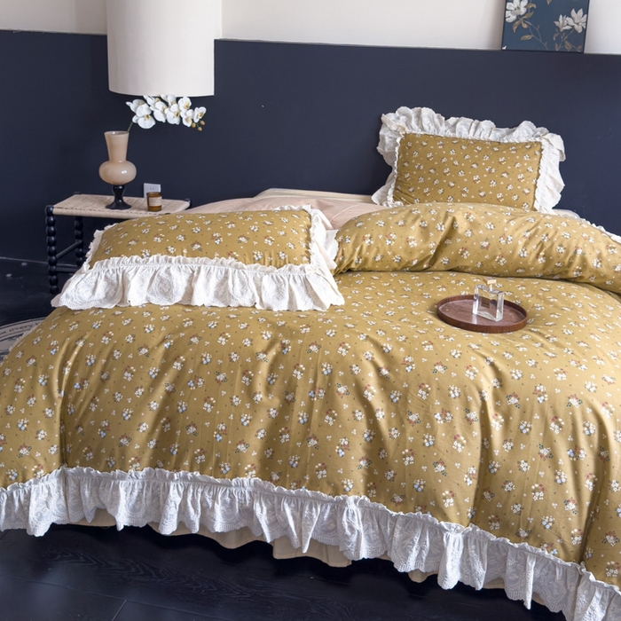 91家纺网 家纺一手货源 找家纺 狂想家 2025新款全棉纯棉法式复古风四件套 田园花语