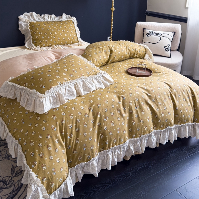 91家纺网 家纺一手货源 找家纺 狂想家 2025新款全棉纯棉法式复古风四件套 田园花语