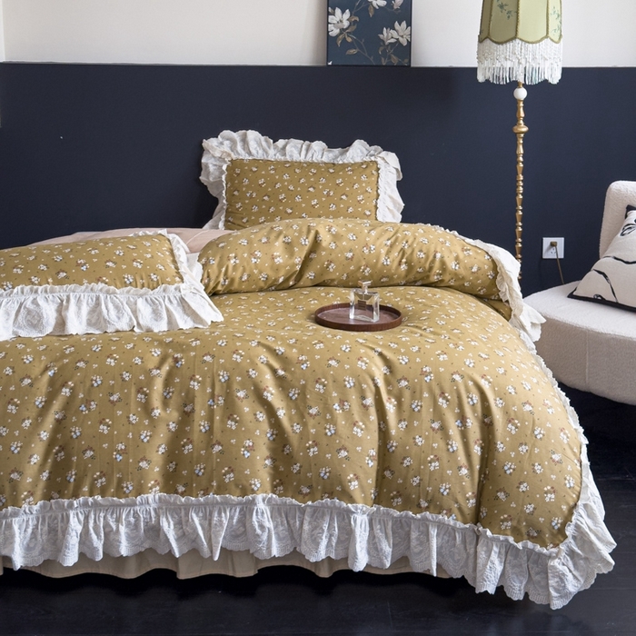 91家纺网 家纺一手货源 找家纺 狂想家 2025新款全棉纯棉法式复古风四件套 田园花语