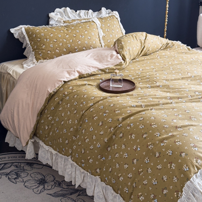 91家纺网 家纺一手货源 找家纺 狂想家 2025新款全棉纯棉法式复古风四件套 田园花语