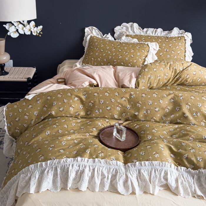 91家纺网 家纺一手货源 找家纺 狂想家 2025新款全棉纯棉法式复古风四件套 田园花语