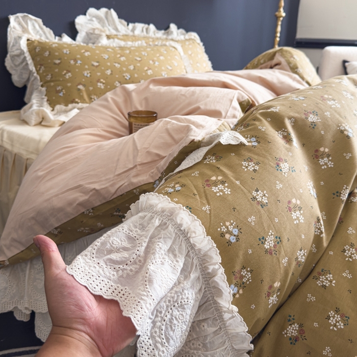 91家纺网 家纺一手货源 找家纺 狂想家 2025新款全棉纯棉法式复古风四件套 田园花语