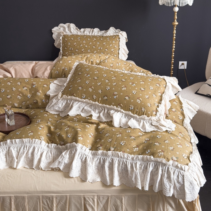 91家纺网 家纺一手货源 找家纺 狂想家 2025新款全棉纯棉法式复古风四件套 田园花语