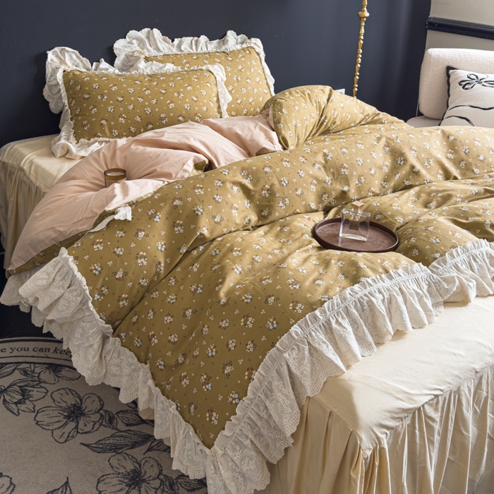 91家纺网 家纺一手货源 找家纺 狂想家 2025新款全棉纯棉法式复古风四件套 田园花语