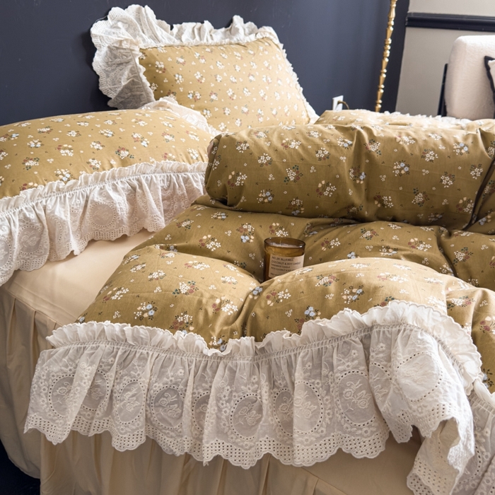 91家纺网 家纺一手货源 找家纺 狂想家 2025新款全棉纯棉法式复古风四件套 田园花语