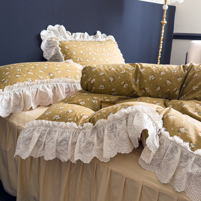 91家纺网 家纺一手货源 找家纺 狂想家 2025新款全棉纯棉法式复古风四件套 田园花语