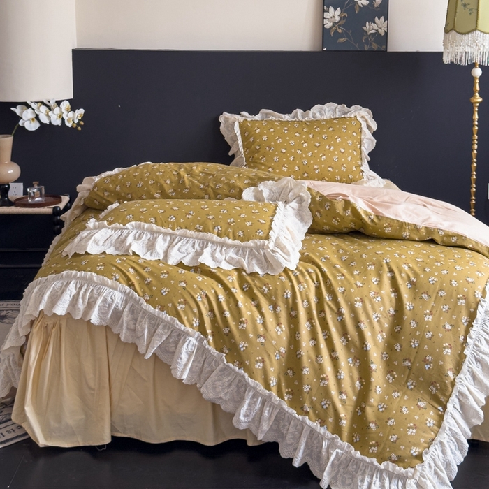 91家纺网 家纺一手货源 找家纺 狂想家 2025新款全棉纯棉法式复古风四件套 田园花语