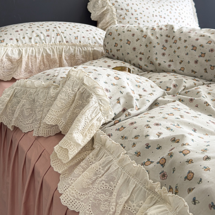 狂想家 2025新款全棉纯棉法式复古风四件套 芋泥波波