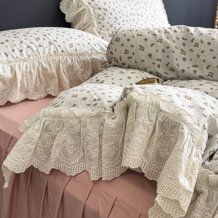 91家纺网 家纺一手货源 找家纺 狂想家 2025新款全棉纯棉法式复古风四件套 芋泥波波