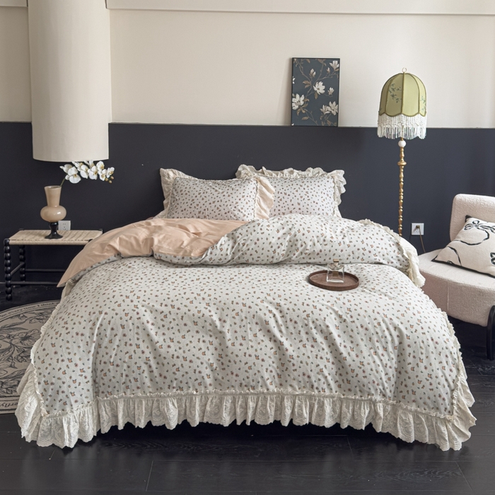 91家纺网 家纺一手货源 找家纺 狂想家 2025新款全棉纯棉法式复古风四件套 芋泥波波