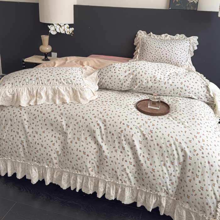 91家纺网 家纺一手货源 找家纺 狂想家 2025新款全棉纯棉法式复古风四件套 芋泥波波