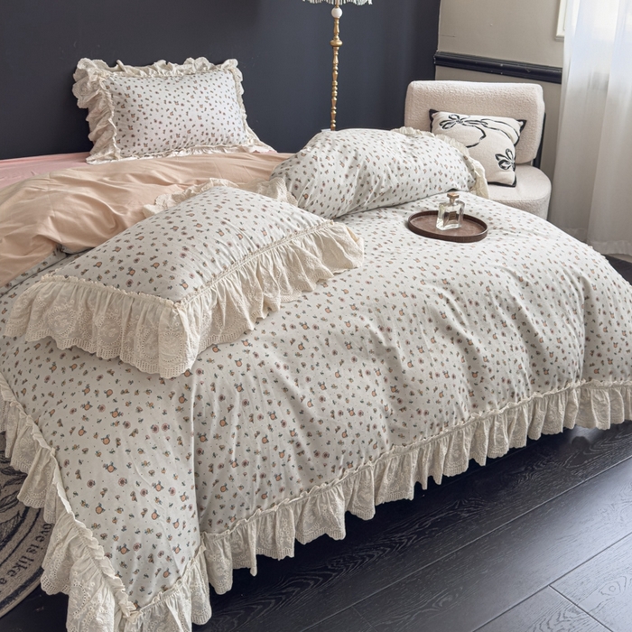 91家纺网 家纺一手货源 找家纺 狂想家 2025新款全棉纯棉法式复古风四件套 芋泥波波