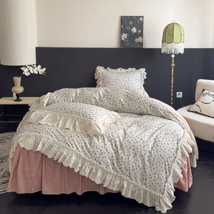 91家纺网 家纺一手货源 找家纺 狂想家 2025新款全棉纯棉法式复古风四件套 芋泥波波