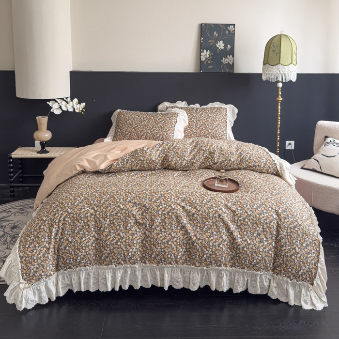 91家纺网 家纺一手货源 找家纺 狂想家 2025新款全棉纯棉法式复古风四件套 遇见花海