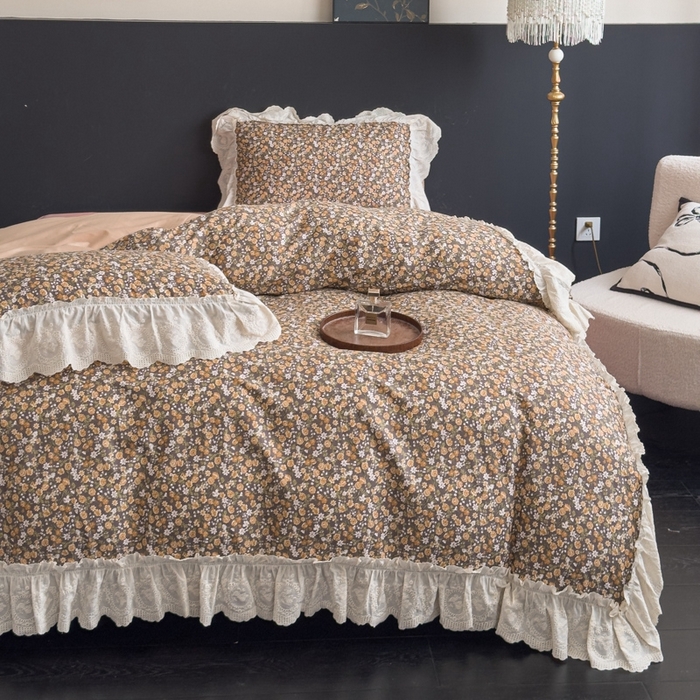 91家纺网 家纺一手货源 找家纺 狂想家 2025新款全棉纯棉法式复古风四件套 遇见花海