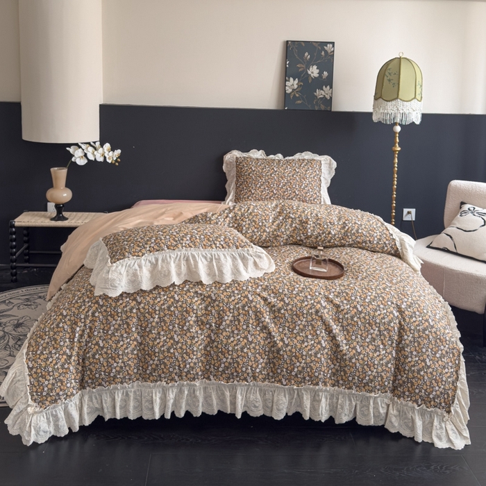 91家纺网 家纺一手货源 找家纺 狂想家 2025新款全棉纯棉法式复古风四件套 遇见花海