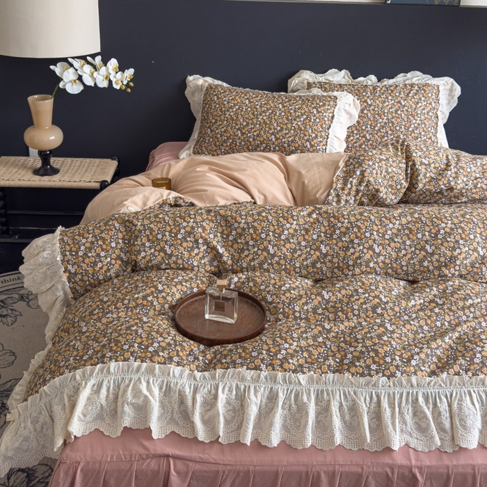 91家纺网 家纺一手货源 找家纺 狂想家 2025新款全棉纯棉法式复古风四件套 遇见花海