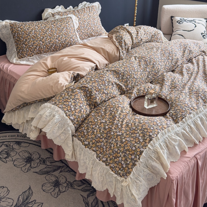 91家纺网 家纺一手货源 找家纺 狂想家 2025新款全棉纯棉法式复古风四件套 遇见花海