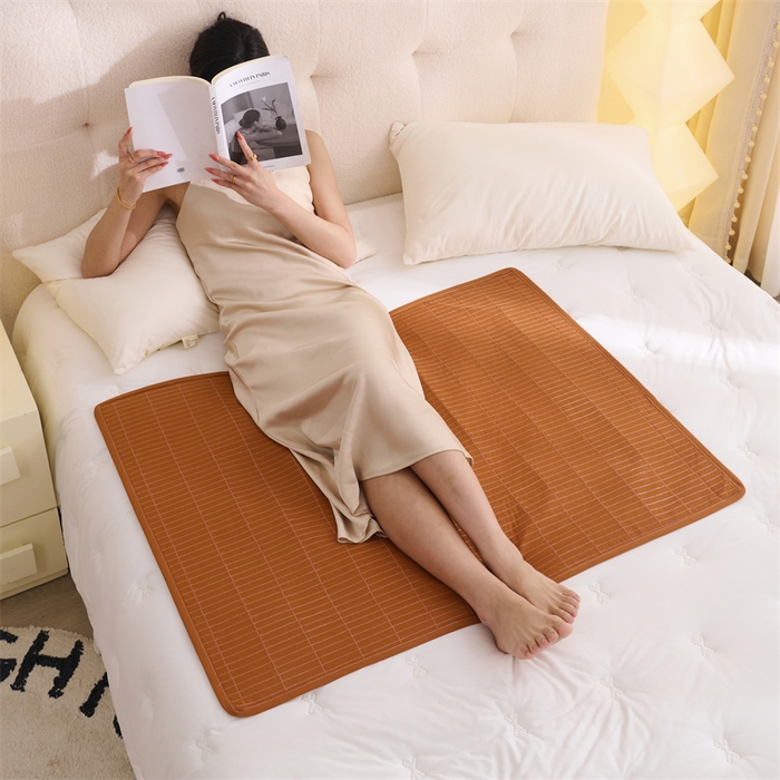 91家纺网 家纺一手货源 找家纺 拾小柒 2025新款全棉色织水洗棉防水隔脏姨妈垫护理垫 焦糖色