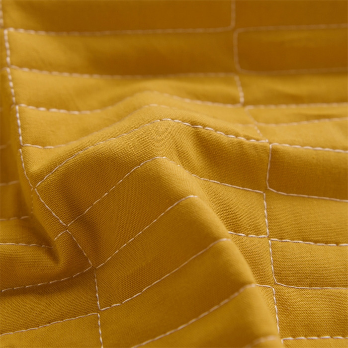 91家纺网 家纺一手货源 找家纺 拾小柒 2025新款全棉色织水洗棉防水隔脏姨妈垫护理垫 姜黄色