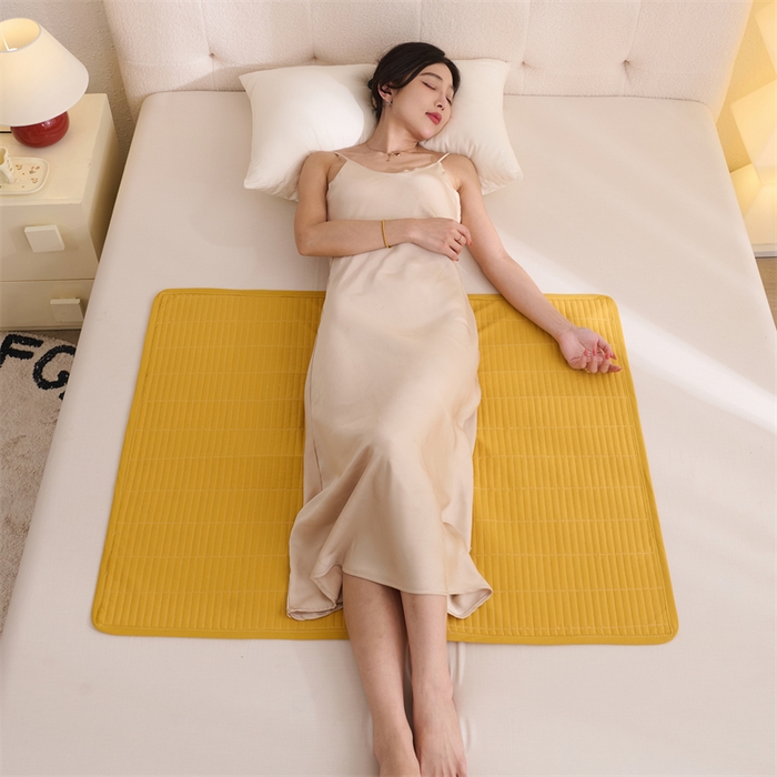 拾小柒 2025新款全棉色织水洗棉防水隔脏姨妈垫护理垫 姜黄色
