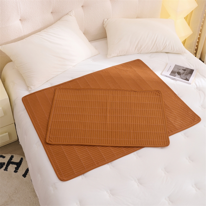 91家纺网 家纺一手货源 找家纺 拾小柒 2025新款全棉色织水洗棉防水隔脏姨妈垫护理垫 焦糖色