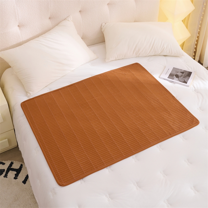 91家纺网 家纺一手货源 找家纺 拾小柒 2025新款全棉色织水洗棉防水隔脏姨妈垫护理垫 焦糖色