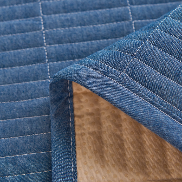 91家纺网 家纺一手货源 找家纺 拾小柒 2025新款全棉色织水洗棉防水隔脏姨妈垫护理垫 牛仔蓝