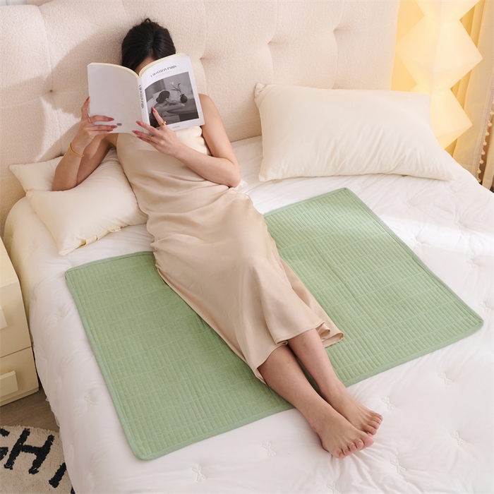 91家纺网 家纺一手货源 找家纺 拾小柒 2025新款全棉色织水洗棉防水隔脏姨妈垫护理垫 浅绿色