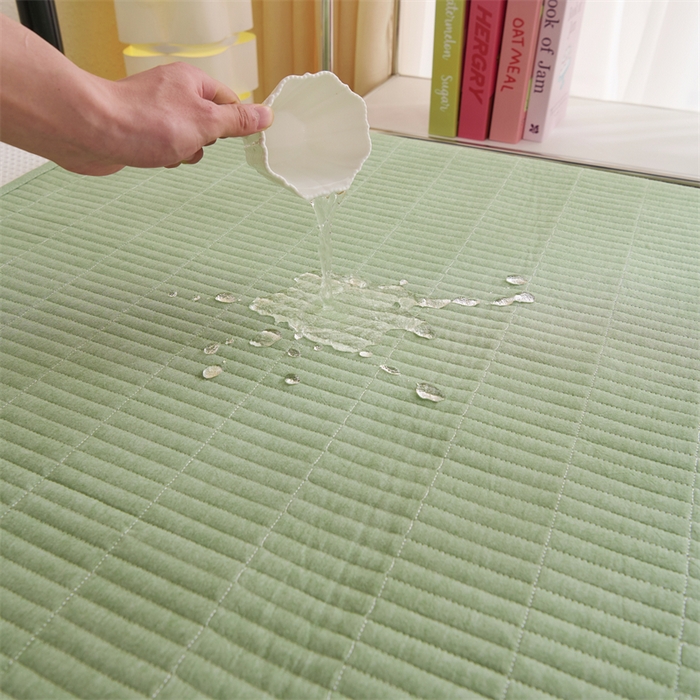 91家纺网 家纺一手货源 找家纺 拾小柒 2025新款全棉色织水洗棉防水隔脏姨妈垫护理垫 浅绿色