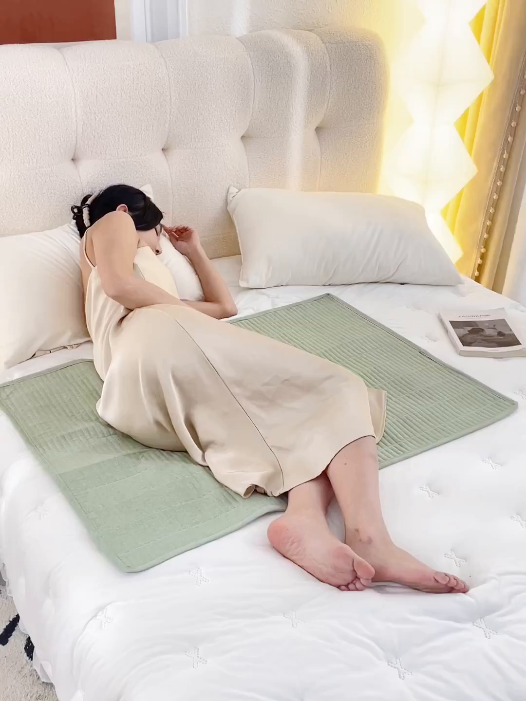 91家纺网 家纺一手货源 找家纺 拾小柒 2025新款全棉色织水洗棉防水隔脏姨妈垫护理垫 浅绿色