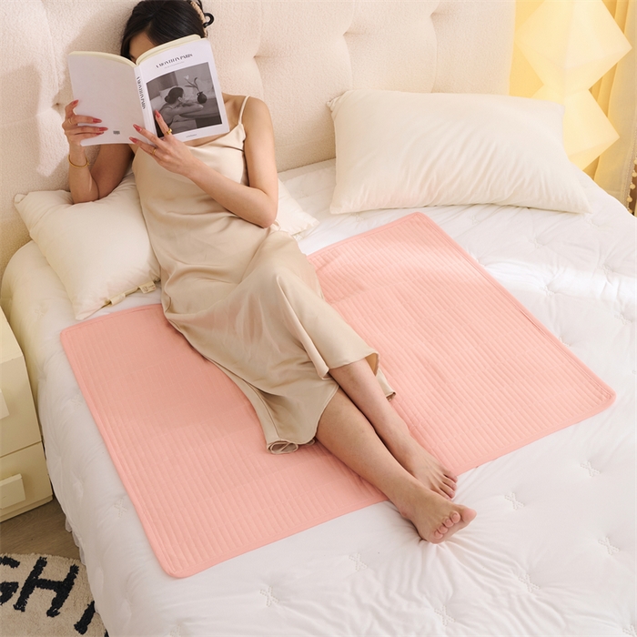 91家纺网 家纺一手货源 找家纺 拾小柒 2025新款全棉色织水洗棉防水隔脏姨妈垫护理垫 粉玉色