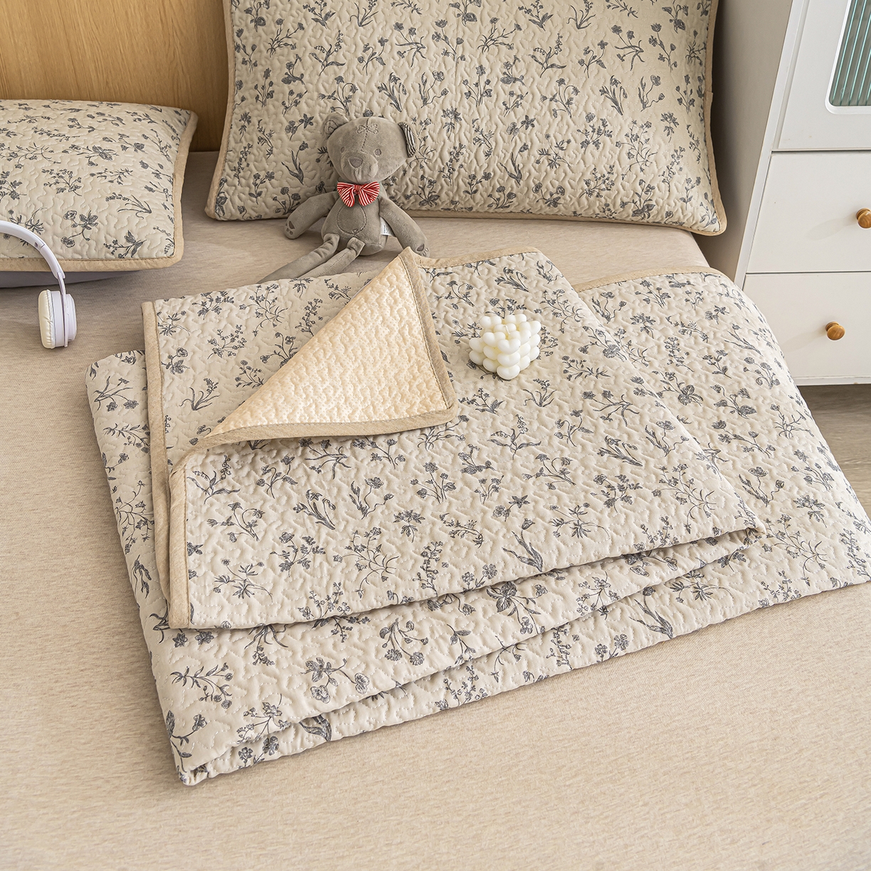 拾小柒 2025年新款全棉双层纱床护垫纯棉防滑床盖床褥子软床垫 山野小咖