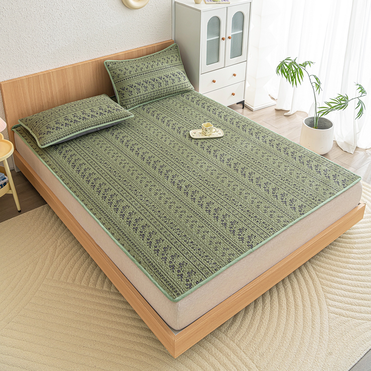 91家纺网 家纺一手货源 找家纺 （总）拾小柒 2025年新款全棉双层纱床护垫纯棉防滑床盖床褥子软床垫