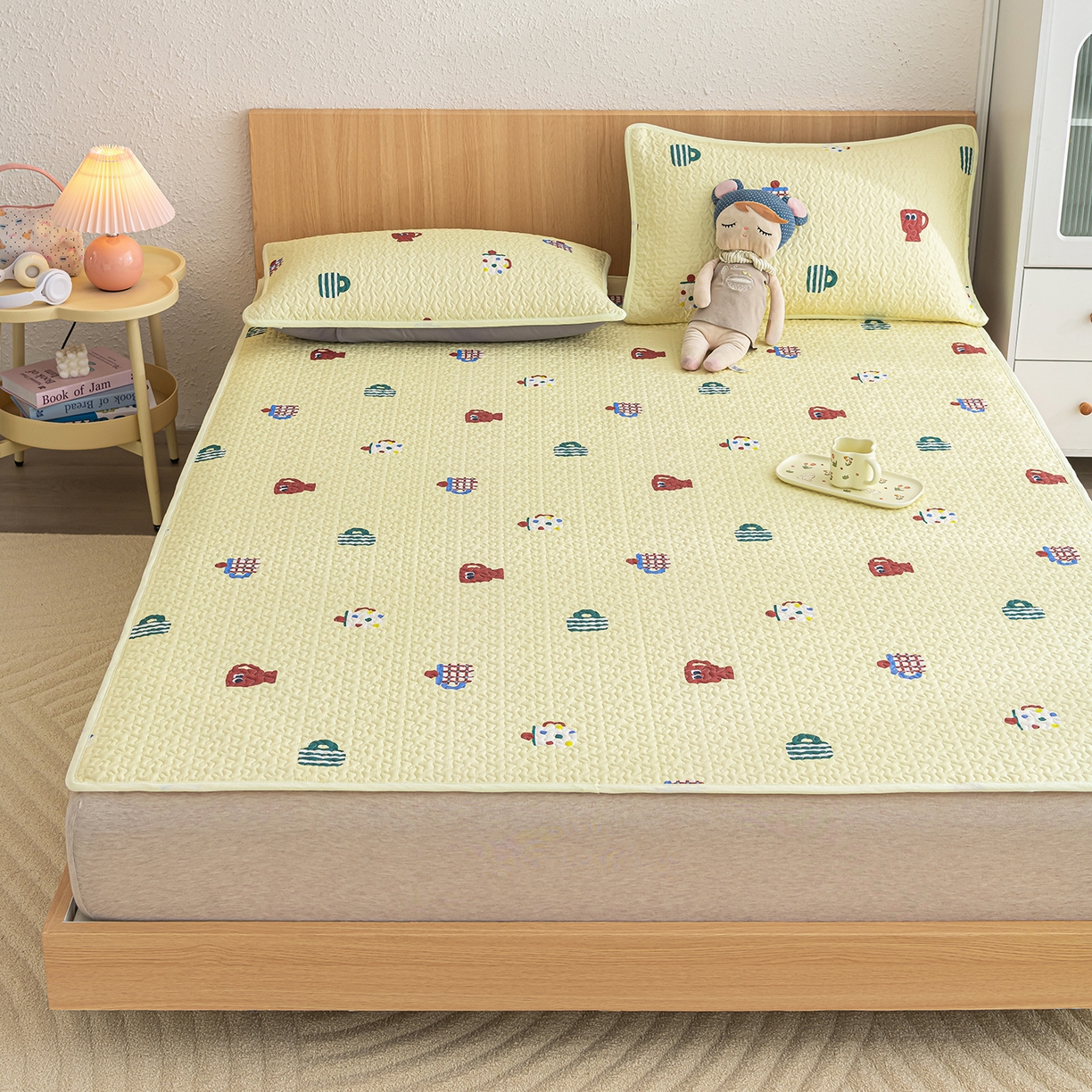 91家纺网 家纺一手货源 找家纺 拾小柒 2025年新款全棉双层纱床护垫纯棉防滑床盖床褥子软床垫 彩色杯黄